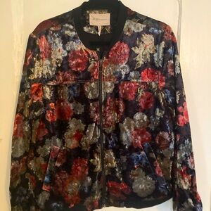 BCBGeneration Crushed Velvet Floral Bomber Jacket